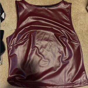 SHEIN Burgundy Faux Leather Tank Top